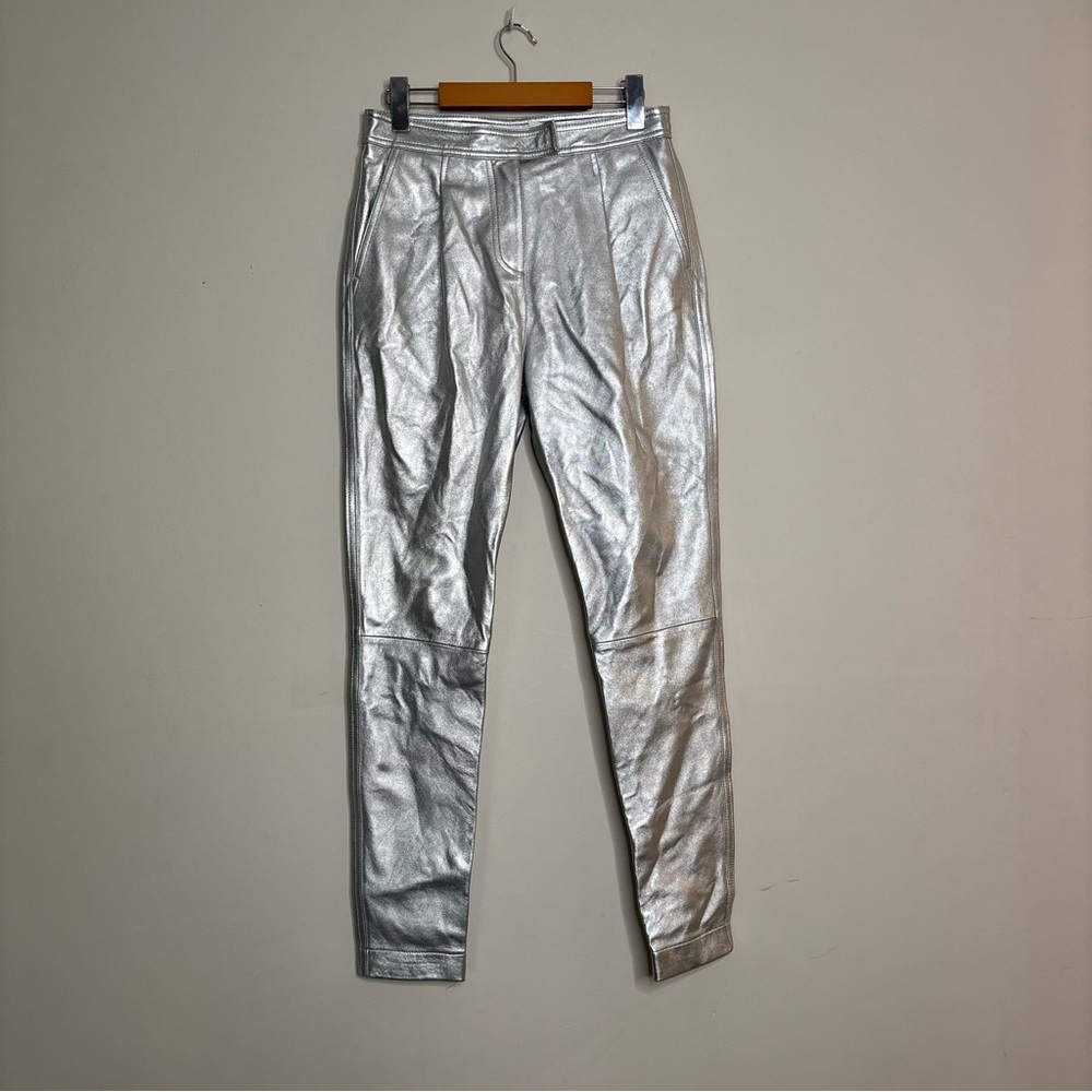 Robert Rodriguez Leather Silver straight leg Trousers